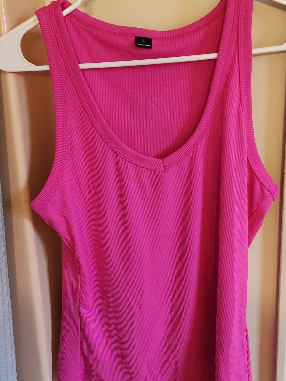 Women's Pink Ribbed Tank Top